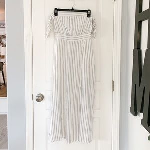 Off the shoulder pinstripe straight dress
